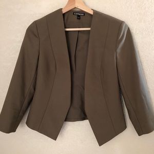 Express Olive Green Cropped Blazer